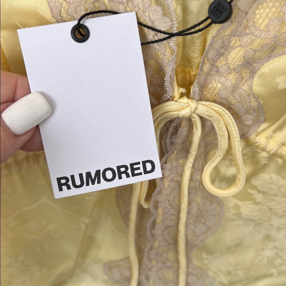 NWT Rumored Lady lace tank top in buttercream jacquard Yellow Lace Accent L - Picture 5 of 8